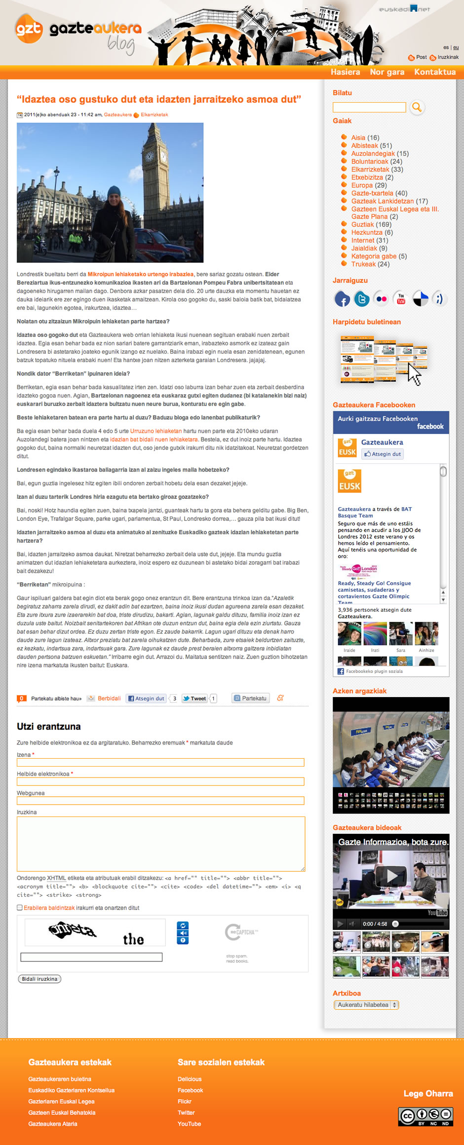 Entrada Gazte Aukera blog