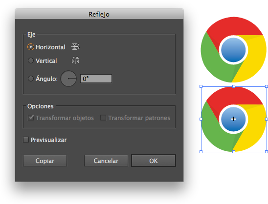 Ventana Reflejo en Illustrator
