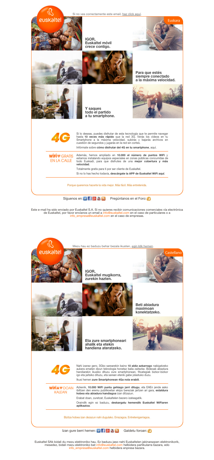 Euskaltel. Emailings 2