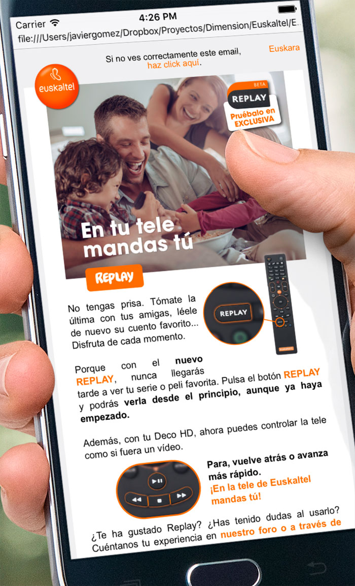 Euskaltel. Emailings móvil