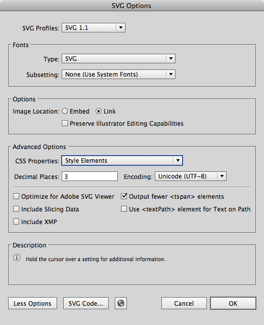 Illustrator SVG Options