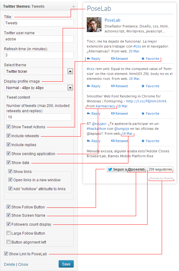 Twitter themes elements